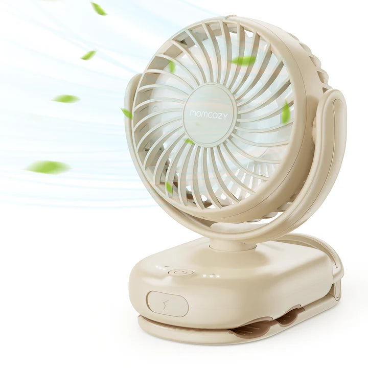 Momcozy Clip-On 4-Speed Portable Stroller Fan – Beige Brown