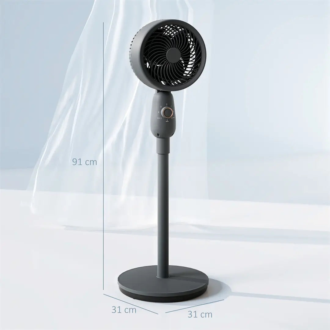 Nordara 12 Inch Standing Floor Fan, Grey